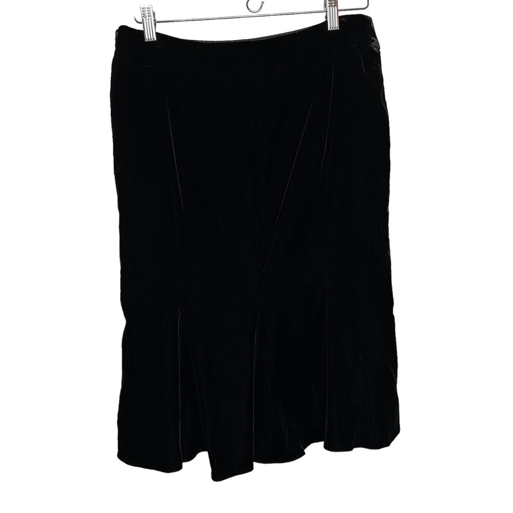 Y2K Vintage Giorgio Armani Black Velvet Skirt Pleated Lined Made in Italy 44 8